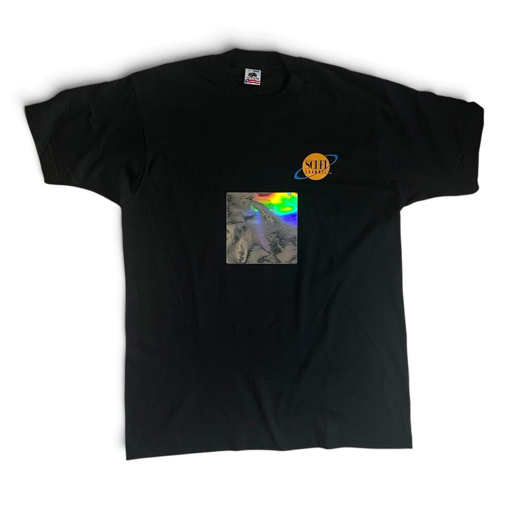 Vintage Sci-Fi Channel Hologram Promo T Shirt 90s Science Fiction Syfy L RARE